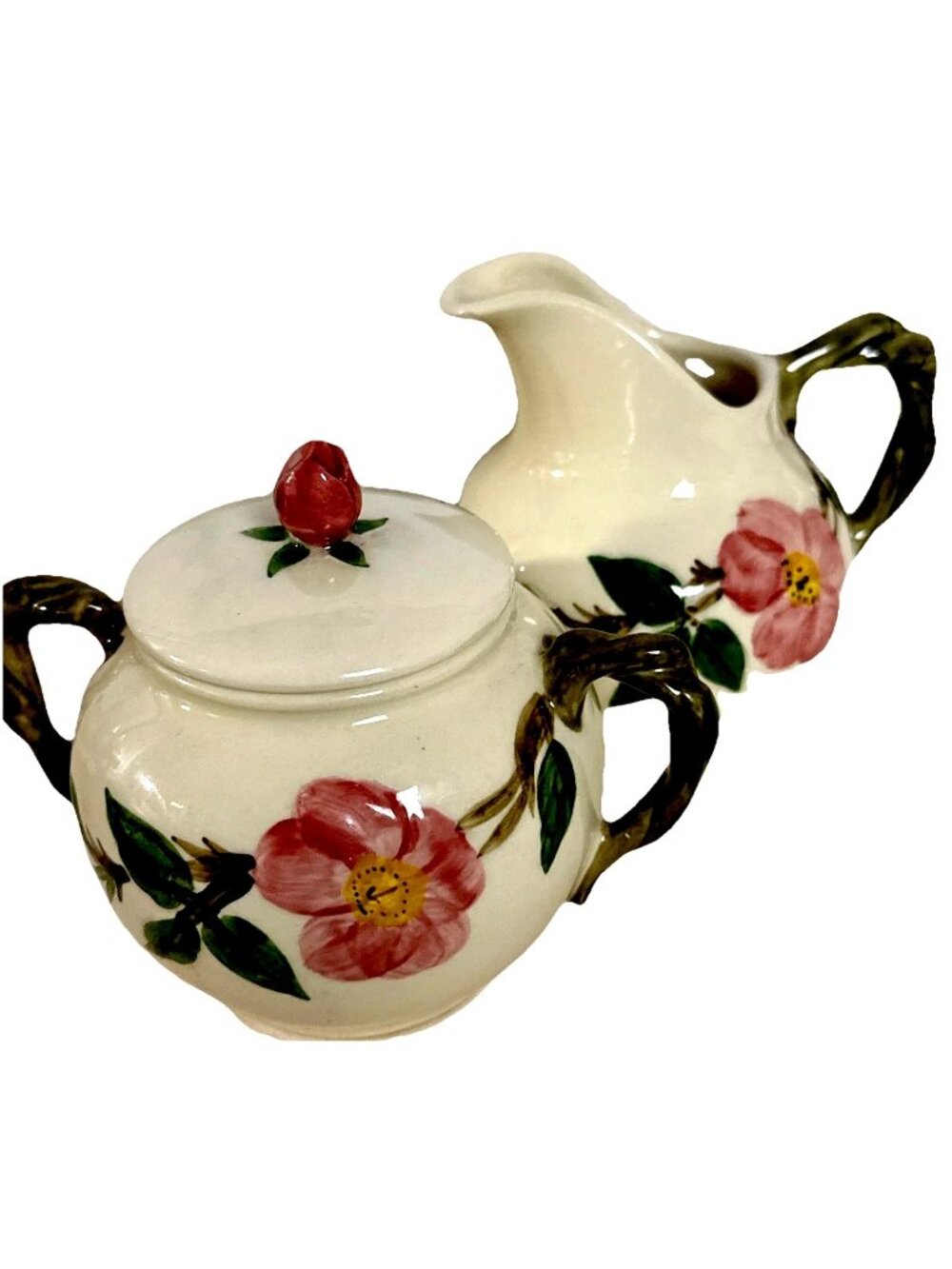 1960s Franciscan Desert Rose Sugar Bowl Creamer Vintage Backstamp USA